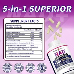 NAD+ Supplement 60 Capsules Anti-aging Green Tea + Astaxanthin