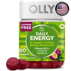 Chewable Energy Supplements – Tropical Flavor with B12 & CoQ10, 60 Gummies