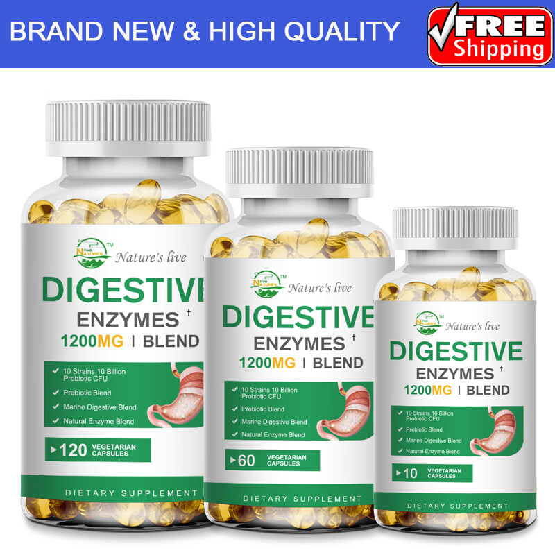 Digestive Enzymes Capsule, 1200mg, Constipation & Bloating Relief 120 vegan Caps