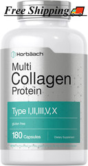 Multi Collagen Protein 2000 mg | 180 Capsules | Type I II III V X | Collagen