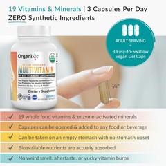 Organixx Clean Sourced Multivitamin For Women Men W/Vitamin C D3 Vitamin B