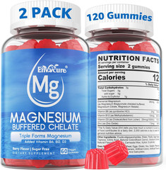 Magnesium Gummies Triple Complex with D3 B6 B12 Calm Sleep, 2 pack