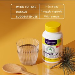 Pycnogenol 100mg 120 Veggie Capsules French Maritime Pine Bark Extract Healthy