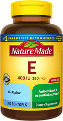 Nature Made Vitamin E 180 mg 400 IU dl-Alpha Supplement for Antioxidant Support