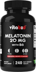 Melatonin 20mg 240 Fast Dissolve Tablets Natural Berry Flavor Non-GMO Drug-Free