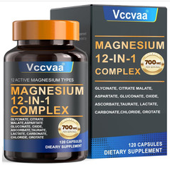 Puravita Magnesium Complex 700Mg 12 in 1 Magnesium Supplement with Glycinate, Ci