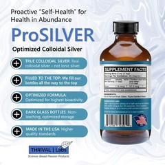 ProSILVER Blue 20 PPM Colloidal Silver Liquid 8oz Glass Bottle by Thrival Labs