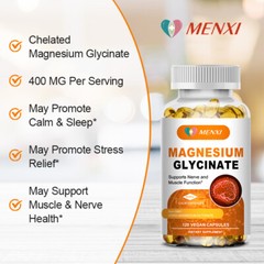 240PCS Magnesium Glycinate Tablets 400mg High Absorption Chelated MENXI Capsules