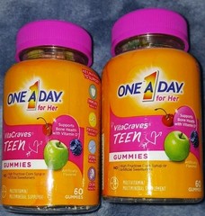 lot of 2 ONE A DAY For Her VitaCraves Teen Gummies 60 Ct