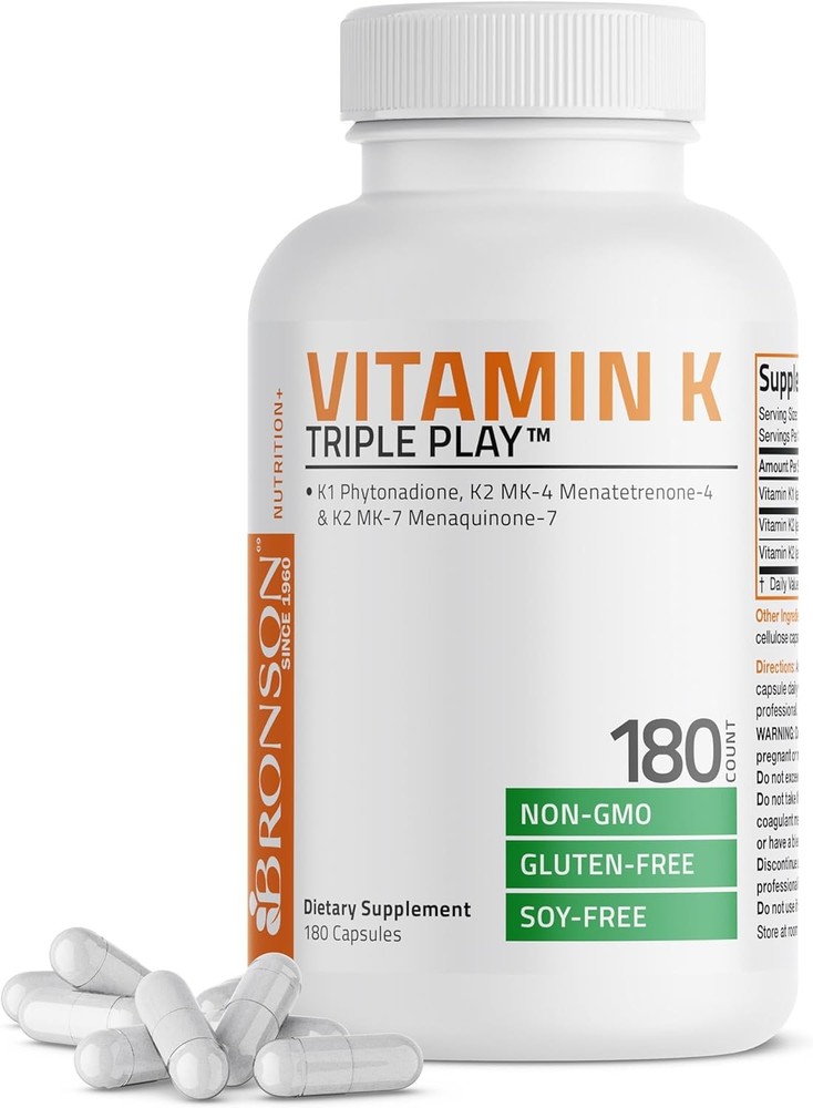 Vitamin K Triple Play (Vitamin K2 MK7 / MK4 180 Count (Pack of 1)