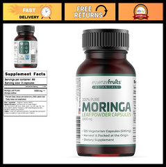 Moringa Capsules 1000mg – 120 Vegan Veggie Caps, Non-GMO, Gluten-Free, 60-Day Su