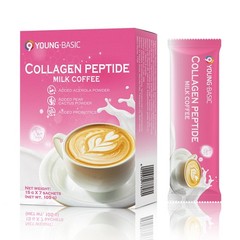 9 YOUNG-BASIC Collagen Peptide Milk Coffee 7 Sachets 105g New