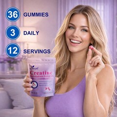 Creatine Monohydrate Gummies 5g Per Serving Sugar Free Berry 36 Gummies