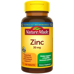 Nature Made Zinc 30 mg Tablets 100 Count Immune Health Antioxidant Support