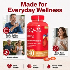 CoQ 10 Coenzyme Q10 Softgels 200mg, 240 Capsules – Vegetarian Non-GMO ubiquinone