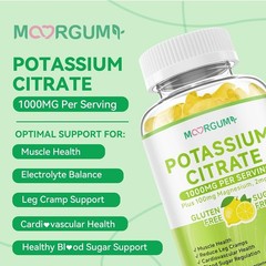 Potassium Citrate 1000mg Gummies, Potassium Supplement for Adults Women and Men,
