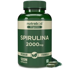 Nutrabud Organics Spirulina Capsule 2000mg per Serving 120 Veg Capsules