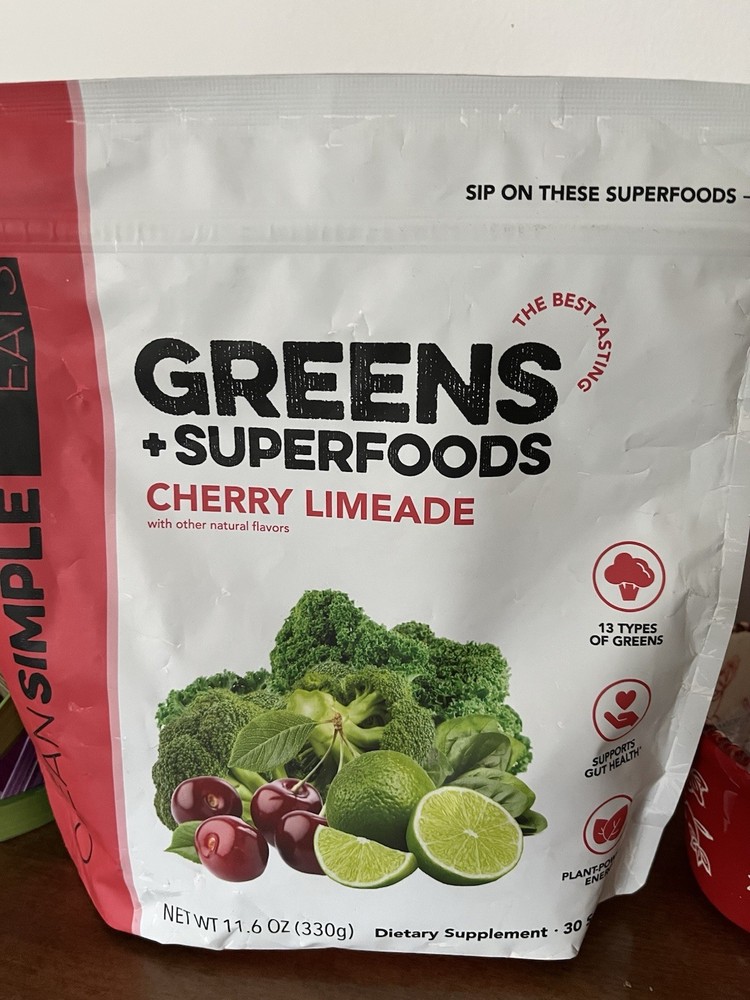 Clean Simple Eats Greens + Superfoods Cherry Limeade Powder 11.6 oz Non-GMO