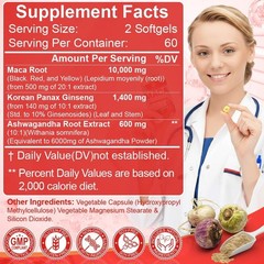 Organic Maca Root Capsules 14000mg, Peruvian Maca Extract for Men & Women 120cap