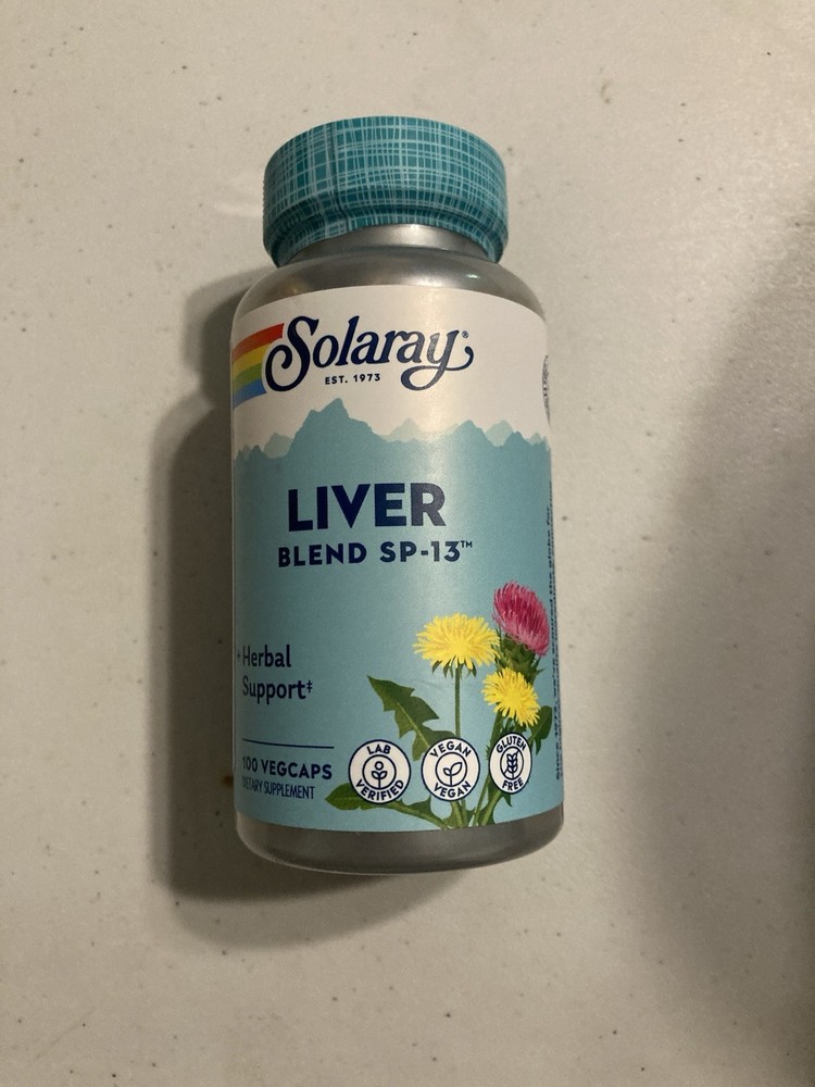 SOLARAY Liver Blend SP-13 Herbal Support w/Milk Thistle Extract EXP 1/2029 100ct