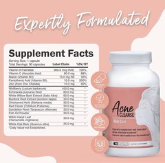 Acne Cleanse Skin Care Dietary Supplement 90 Capsules for Clear Skin