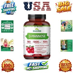 D-Mannose, 1000 mg per Serving, 180 Capsules, 3 Supply, Potent & Fast-Actin…