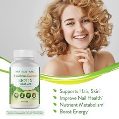 Biotin 10 000 mcg Maximum Strength High Potency 200 Tablets Hair Skin and Nails