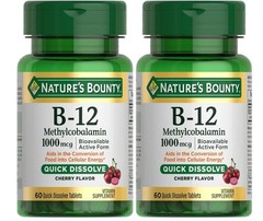 2 Pack Nature’s Bounty B12 as Methylcobalamin 1000mcg 120 Total Exp 03/2028
