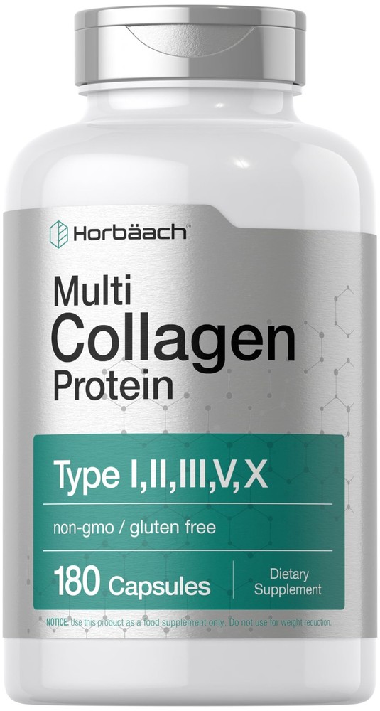 Horbäach Multi Collagen Protein 2000 mg | 180 Capsules 180 Count (Pack of 1)