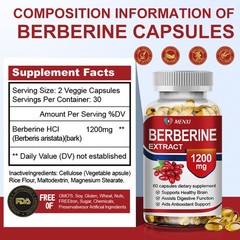 3 Packs Berberine 1200mg High Abosorption For Blood Sugar Immune 3 Months Supply