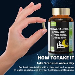 Fmlave Fall Asleep Faster, Sleep Aid Supplement, Ashwagandha GABA 5-HTP 90 Caps