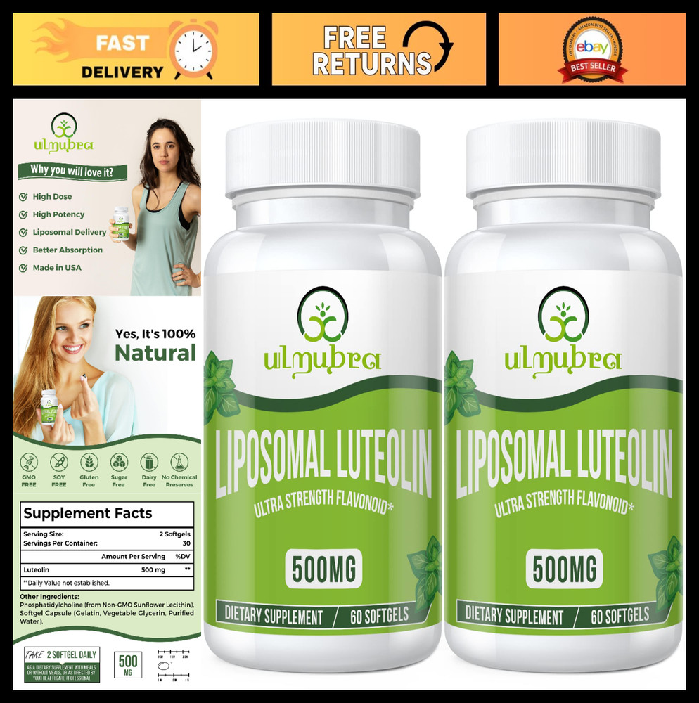 Liposomal Luteolin 500mg – Maximum Absorption Flavonoid Supplement, 120 Softgels