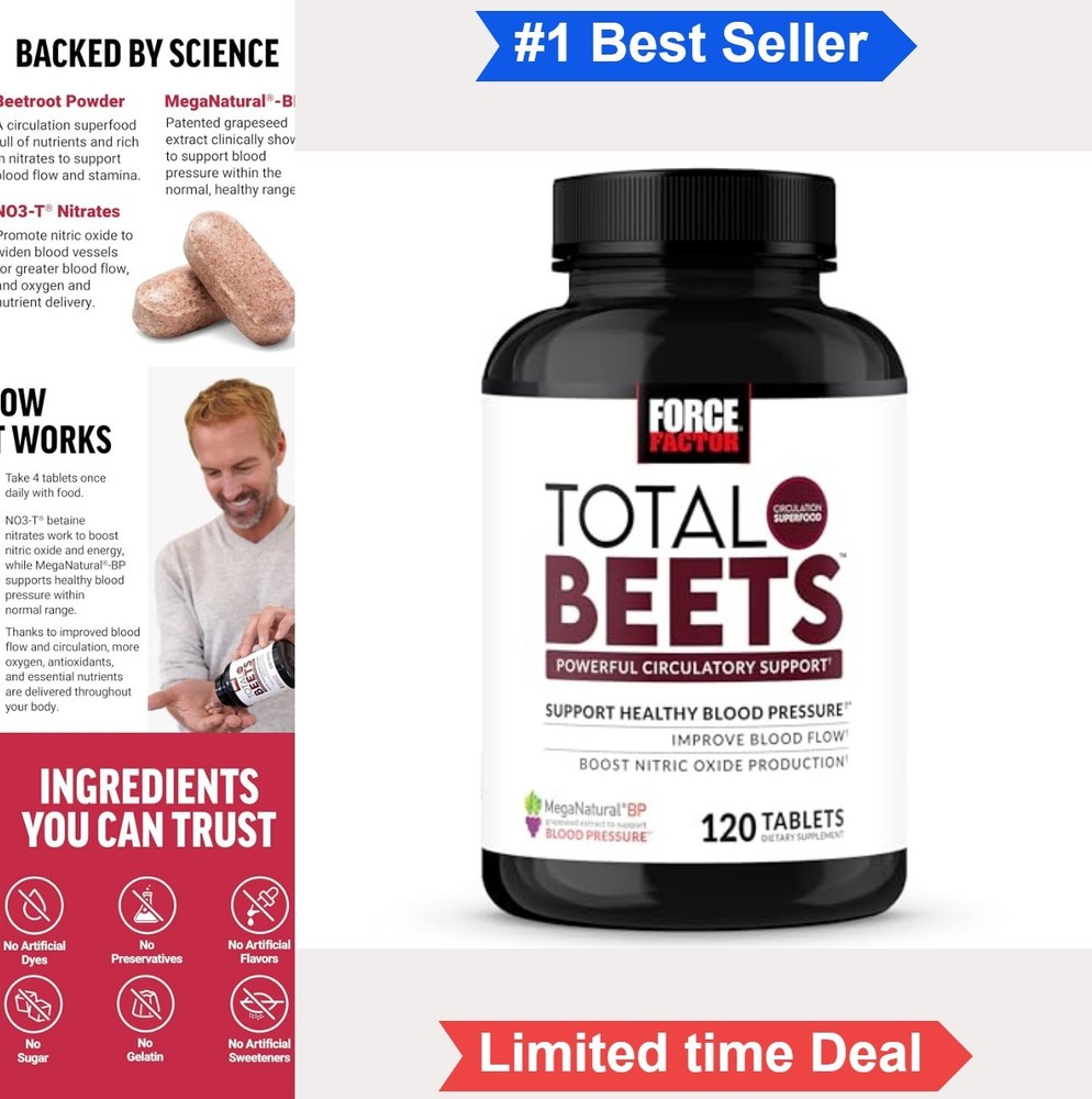 Beet Root Powder Tablets 120 Count Grape Seed Extract Nitric Oxide Booster