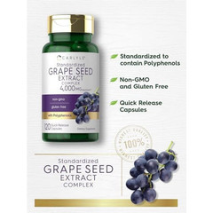 Grape Seed Extract Capsules 4,000Mg 120 Count Standardized Extract Complex