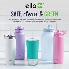 Ello Syndicate 20oz Reusable Glass Water Bottle with 20 Ounces, Bold Blue