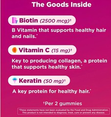 OLLY Undeniable Beauty Gummies Hair Skin Nails Biotin 2500 mcg 60 Count