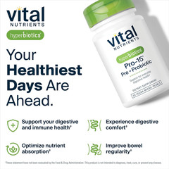Hyperbiotics Vital Nutrients Pro-15 Prebiotics and Probiotics for Women and Men