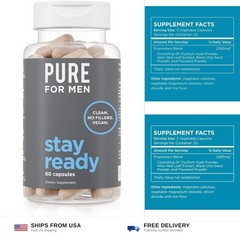 Pure for Men Stay Ready Fiber Supplement, Psyllium Husk (60 Vegan Capsules) |…
