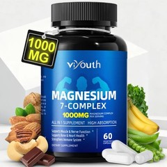 Viyouth 7-in-1 Magnesium Complex 1000mg, 60 Capsules with Zinc