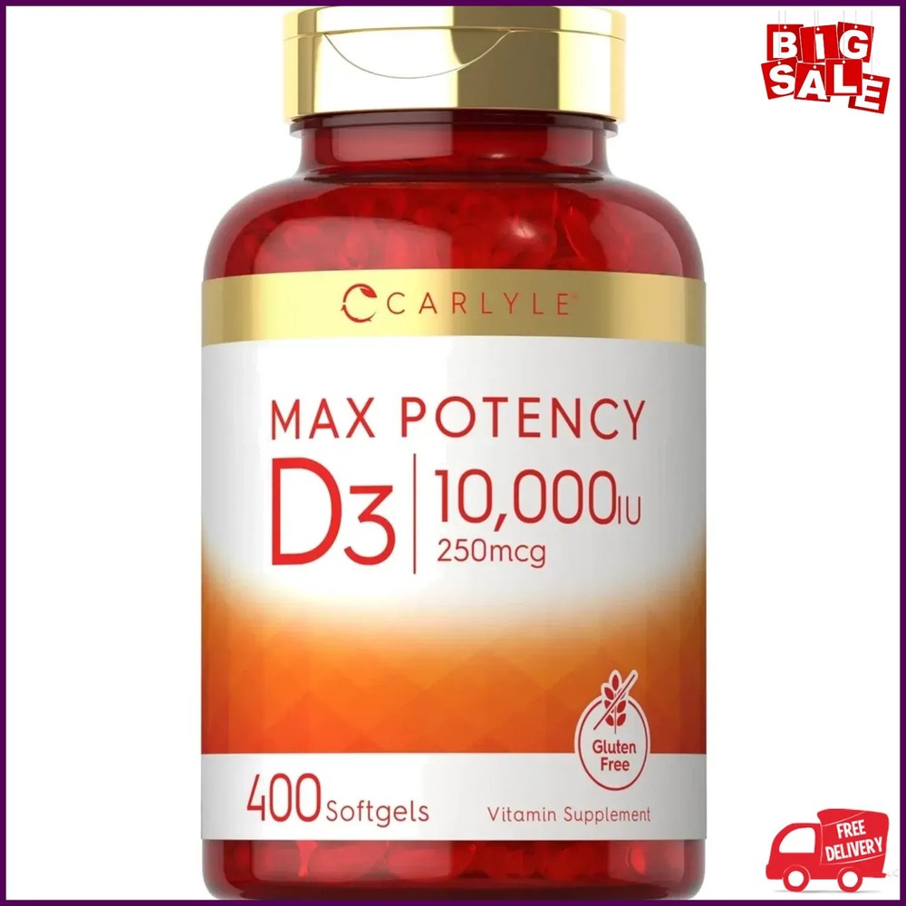 Vitamin D3 10000 IU 400 Softgels | Value Size | Max Potency | by Carlyle