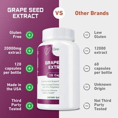 120pcs Grape Seed Extract- 95% Polyphenols Heart Health Antioxidant Free Radical