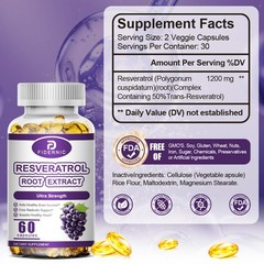 2 Bottle Resveratrol 1200mg 60ct Natural Antioxidant Supplement