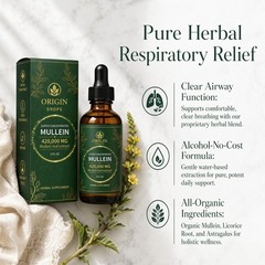 Origin Mullein Drops Natural Herbal Ear & Lung Support Supplement