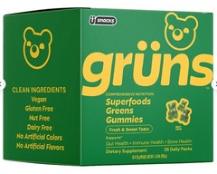 Gruns Superfood Greens Gummies 35 Daily Packs Multivitamin Whole Food 1 Box