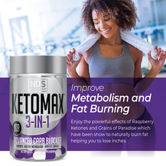 NDS Nutrition Keto-Max Advanced 3-in-1 Keto Pills for Fat Loss Support (90 Caps)
