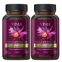 VINIA Red Grape Powder Rapid Absorbtion Piceid Resveratrol 120Capsules. 2Pcs.