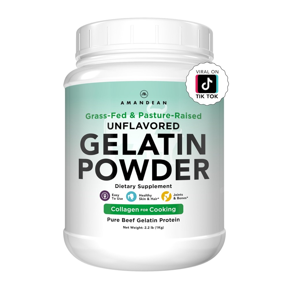 AMANDEAN Premium Gelatin Powder XL. Grass-Fed Beef Collagen Protein Supplemen…