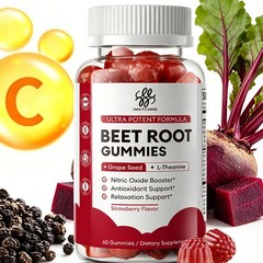 Beet Root 60 Gummies–For Blood Flow & Heart 60 Gummies Strawberry Flavor