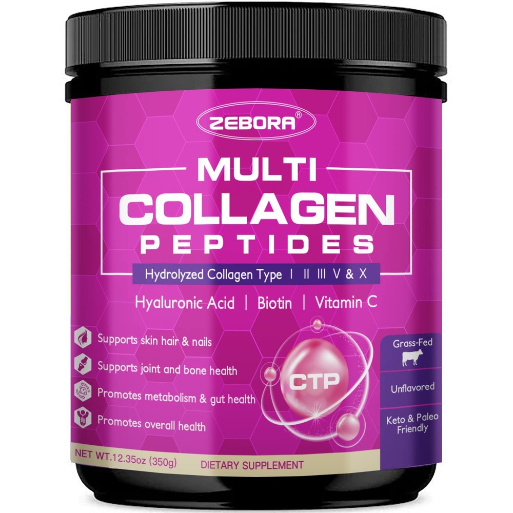 ZEBORA Multi Collagen Peptides Powder for Women, 35 Servings