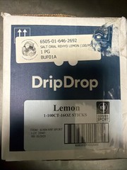 Lemon DripDrop Hydration Packets. 100 Count Lemon Flavor. Sealed Box